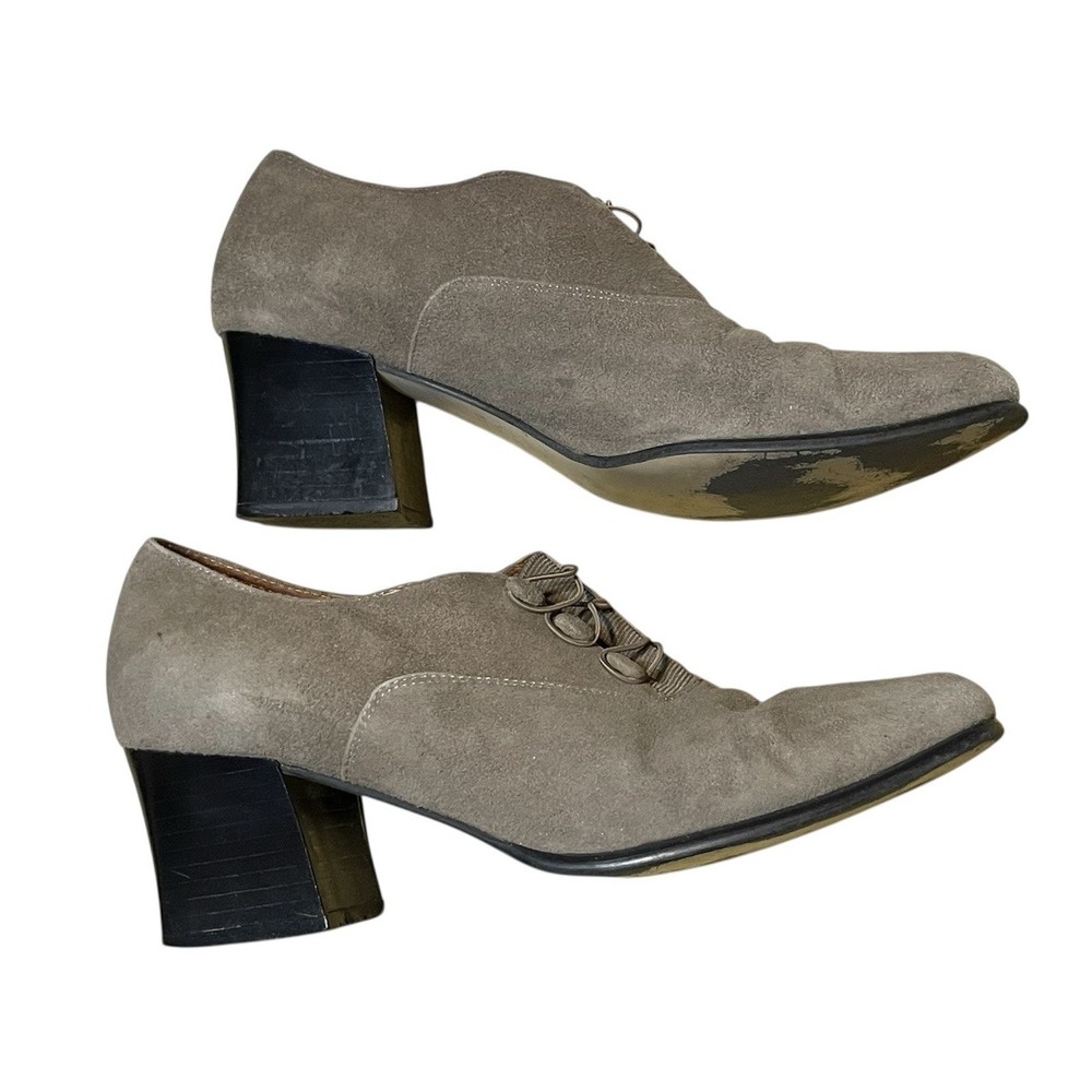 Marquise VTG Suede Slip On Button Close Block Heel Shoes 8 Witchy Coquette Pump